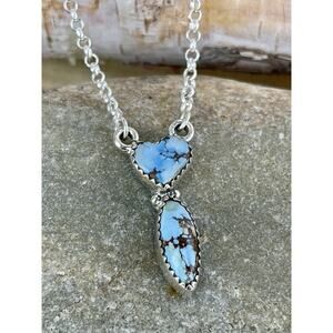 Sterling Silver Native Style SW GOLDEN HILLS Turquoise Cluster Necklace 925